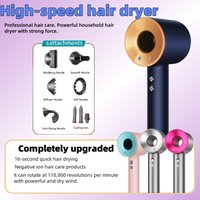 Home-use high-speed negative ion wireless hair dryer. Powerful airflow, curling nozzle, suitable for professional hair care.