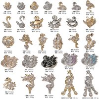 5 pieces Luxury Inlaid Sparkling Zircon 3D Swan Peacock Owl Nail Charms Shiny Nail Art Decor For Press On Nails Wholesale