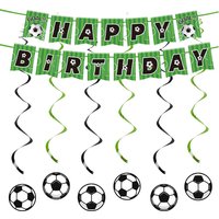 Football Theme Party Green Banner Flag Pulling Hanging Spiral Children Boys Soccer Birthday Party Baby Shower Decor Supplies