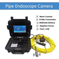 7" Pipe Inspection Sewer Endoscope Camera Monitor Drain Pipeline Industrial Camera System With Meter Counter,23mm Video Head