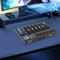 Durable Metal 7-Channel Audio Mixer Overcurrent Protection Non-Slip Foot Pads UK Plug For Campus Event Music Dining