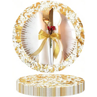 Round Gold Placemats Metallic Gold Foil Table Mats Disposable Fall Table Mates Dining Table Wedding Birthday Party Decorations
