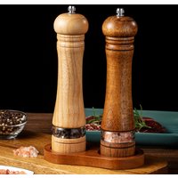 8inch Manual Wooden Pepper Grinder,Sturdy Salt Pepper Mill with Ceramic Grinding Cores,Adjustable Coarseness Spice Salt Grinder,