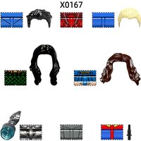 The X0167 Weapons Pants Hair Parts Action Figures Cloak Model Blocks MOC Bricks Set Gifts Toys