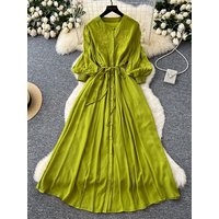Spring Summer Retro Ethnic Style Lantern Sleeve Dress for Women New Cotton Fashion Loose Casual Embroidery Long Dress D111