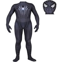 3D-Druck Monster Schwarzes Spinnennetz Cosplay-Kostüm für Erwachsene Männer, Ganzkörper-Overall mit Maske, Halloween-Karnevalsparty-Verkleidung