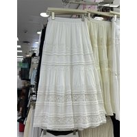 Summer New Style Women's Lace Splicing A-Line Skirt Slimming Hip Covering Long Skirt High Waist Elastic Waist Design