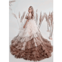 Flower Girls Dresses Tulle Performance Ball Wedding Appliques Single Shoulder Holy Kids Birthday GIFT First Communion Gowns