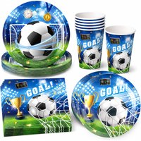 50pcs Blue Soccer Birthday Disposable Tableware Soccer Trophy Plate Cup Napkin for Boys Kids Birthday Party Decor Supplies
