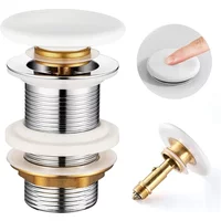 White Ceramic Cover Pop Up Drain Button Bathroom Sink Plug Drainer Siphon Waste Stopper Wash Basin Faucet Accessory Washbasin