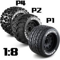 2PCS 165MM Monster Truck Wheels Rim Tire Set 12 14 17mm Hub Hex For 1/8 Off-Road RC Car HPI Redcat Rovan Savage