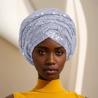 African Cotton Print Shiny Head Wrap Long 23*180cm Fashion New Urban Hair Scarf Tie for Women Sequins Head Wraps WYB904