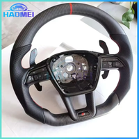Suitable for Audi A6 C8 matte carbon fiber perforated flat bottomed sports steering wheel with shift paddles