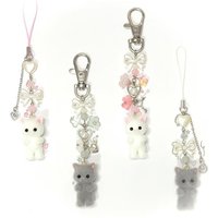 handmade furry kitten keychain phone charms Y2k Cute
