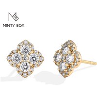 MINTYBOX S925 Silver D/VVS1 Moissanite Stud Earrings for Women Clover Lab Diamond Earring 1.054ctw Luxury Wedding Fine Jewelry