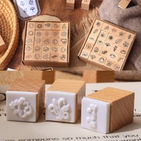 Journal Decor Stamps Beech Wood Rubber Stamps Emoji Weather Pattern DIY Craft Supplies for Students Kids Handmade