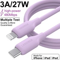 1PC Striking purple 27W USB C to Lightning Fast Charging Cable for iPhone 14 13 12 11 X XR Pro 8 7 Silicone Wire High quality