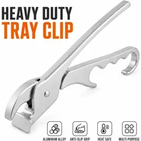 Aluminum Alloy Pizza Pan Gripper Anti Scald Hot Dish Retriever Tongs With Bottle Opener For Oven Camping Kitchen Silver