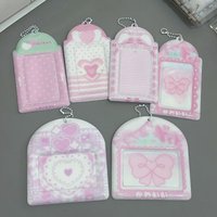Kawaii Pink Heart PVC Photo Frame Cute Strawberry 3 Inch Kpop Photocard Sleeves Polaroid Photo Protector Keychain Pendant 2026
