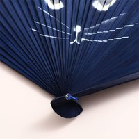 Chinese Style Quality Summer Gift Bamboo Wooden Handmade Cat Patterns Silk Fan Home Decoration Fan Crafts Folding Fan