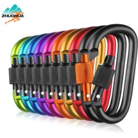 ZHUOHUA Carabiner Clips with Screw Gate,10 Pcs 3" Aluminum Carabiner D Shape Buckle Pack,Keychain Clip,Spring Snap Hook Buckle