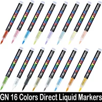 GUANGNA Multi Colors Direct-liquid Acrylic Paint Pens Brush Marker Pen for Rock Painting Stone Ceramic DIY Art Pen