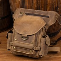 Hand-made old crazy horse leather legs, retro leather pockets, casual men's bags, leather shoulder bag, motorcycle tide bag