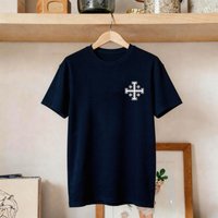 Jerusalem Cross Crusade Black T-Shirt Unisex Women or Men Tee Religious Christian Shirt Holy Land Gift O-neck Short-sleeve Tees