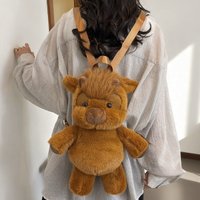 Cute Highland Calf Doll Plush Backpacks Cartoon Cow Plush Companion Toy for Women Gifts Holiday Couple Gift Decorative Ornament