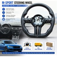 Hochwertiges M Sport Lenkrad für BMW mit abgeflachtem Boden M3 M5 F01 F06 F10 F11 F12 F20 F21 F22 F25 F26 F30 F31 F32 F33 F34 F36 F80 M4 F82 F90 X1 X3 X4 X5 Halbperforiertes Lederlenkrad