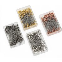 100pcs Colorful Pearlescent Large-Head Needles for Cross-Stitch Clothing Positioning 38mm Length
