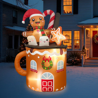 6 Fuß große aufblasbare Weihnachtsdekoration für den Außenbereich, aufblasbarer Lebkuchenmann mit heißem Kakaobecher, aufblasbare Weihnachtsdekoration für den Garten