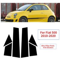 6Pcs Glossy Black Car Window Door Column B C Pillar Post Cover Trim For Fiat 500 2010 2011 2012 2013 2014-2020 Decor Stickers