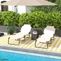 Outsunny Sun Lounger Set of 2 with 5-Position Backrest, Outdoor Portable Recliner Chaise Lounge Chair image 3