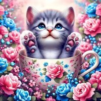 GATYZTORY DIY Cat Diamond Embroidery Animal Pattern For Adults Beginners Mosaic Flower Diamond Painting Holiday Gifts