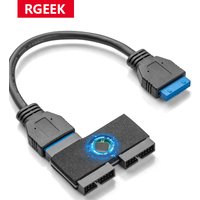 RGEEK Usb 3.0 19Pin 1 to 2 HUB with Chip and Modular Cable Design USB 19Pin HUB Motherboard 19Pin USB3.0 Data Extension Cable