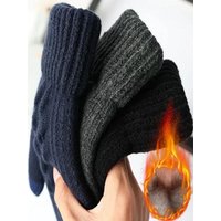 AliExpress NONE Winter Knitted Wool Warm Gloves for Men's and Women's Touch Screen Thickened Full Finger Gloves Outdoor Cycling Skiing Gloves