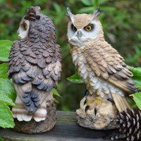 Realistic FakeS Horned Owl Bird Bird Scarecrow Ow Figurine For Porch Lawn Yard Garden Statues Resin Owl Bird Suclpture Decors