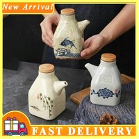 Ceramic Sauce Pot Japanese Style Vinegar Dispenser Soy Sauce Seasoning Tool Cooking Olive Oil Pouring Bottle with Leakproof Lid