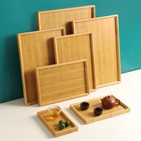 Rectangular Bamboo Tray Wooden Household Fruit Snack Plates Solid Color Kitchen Accessories Bread Tray