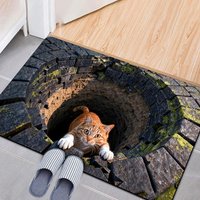Vikamara Flannel 3D Illusion Cat-shaped Round Hole Floor Mat - Home Decor - Living Room - Bedroom - Bathroom - Doorway Carpet