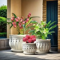 Ceramic Plant Pots Set of 3 Planters with Drainage Holes Flower Pot Outdoor Indoor Modern Decor for Garden Succulent Pots