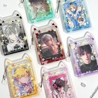 Cute Cat Ear Acrylic Shaker Photo Frame, Display Holder Protector Case for Anime Card & Badge, Kpop Photocard Storage Case