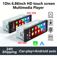 Uniwersalne radio samochodowe 1 Din Ekran dotykowy HD 6.86 cali jednostka multimedialna do samochodu Bezprzewodowe CarPlay Android Auto BT zestaw głośnomówiący Radio FM odtwarzanie USB pasuje do