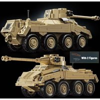Military SDKFZ234 Heavy Armored Vehicle Model Assembly Tank Weapons Building Blocks Educational Toy for Boys Birthday Gift