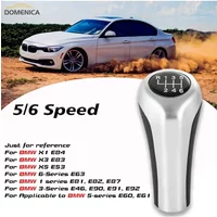 Car 5 6 Speed Leather Gear Stick Silver Shift Knob For BMW 1 3 5 6 Series E46 E53 E60 E61 E63 E81 E82 E83 E84 E87 E90 E91 E92
