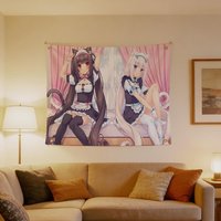 Flags Cozy Home Unhemmed Flag 4 Corner Grommets Anti-Wrinkle Waterproof Indoor Nekopara Neko Para Chocola Vanilla Cartoon