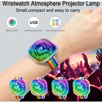 Nachtlampje Portable LED Colorful Disco Stage Lights Wearable Sucker Watch Sound Control Ambient Night Lamp for KTV Home Party B