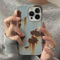 Fashion Blue Rusty Pattern Phone Case For iPhone 17 16 15 14 13 12 11 Pro Max 16E 17Air Retro Industrial Style Shockproof Cover