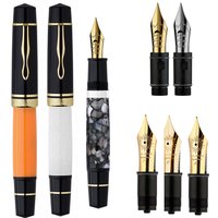 Majohn P139 Piston Fountain Pen, #6 EF/F/M/Flex Nib All Brass Piston System, Large Capacity Resin Pen for Writing Office School